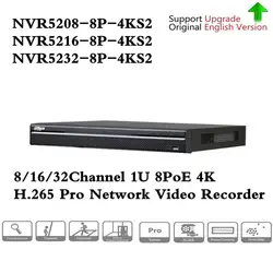 Оригинальный 4 К H.265 NVR 8ch 16ch 32ch NVR5208-8P-4KS2 NVR5216-8P-4KS2 NVR5232-8P-4KS2 H.265 8POE 12MP Поддержка нескольких языков