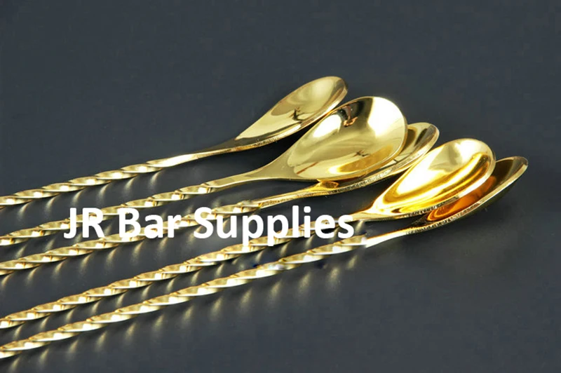1PCS Stainless Steel Trident Bar Spoon Cocktail Mixing Spoon Bar with Fork Stirring Mixing 30cm/40cm/50cm-Gold Plating