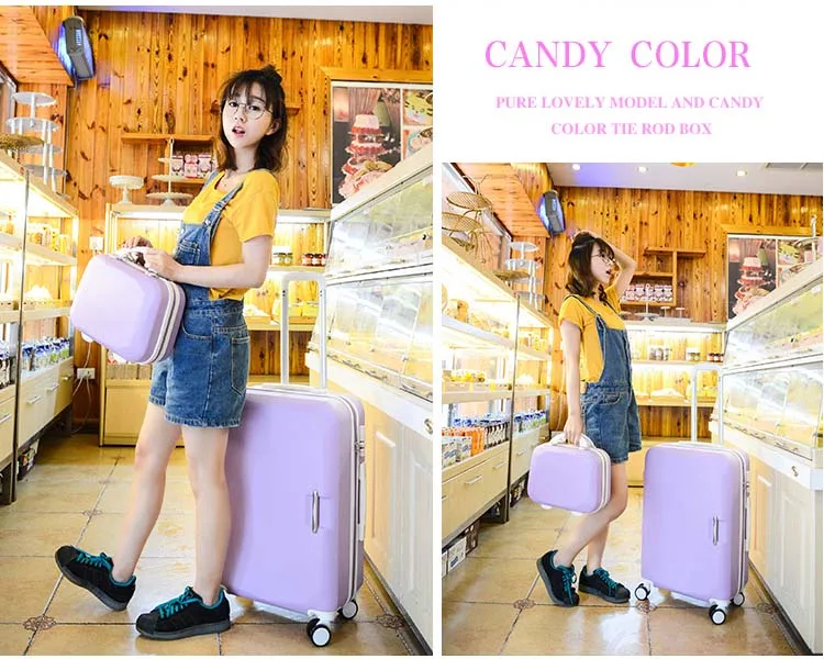 ABS+PC luggage set travel suitcase on wheels Trolley luggage carry on cabin suitcase Women bag Rolling luggage spinner wheel