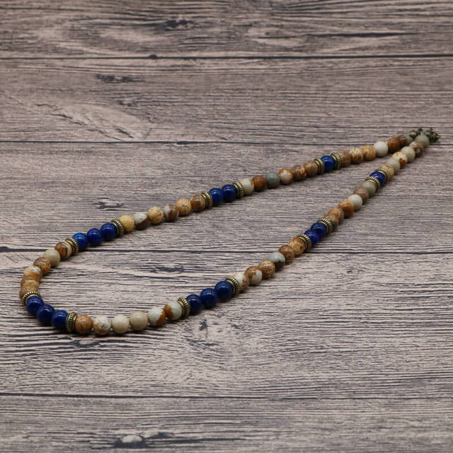 Simple Natural Tiger Eye Stone Mens Bead Necklaces Surfer Unique Beaded Necklace for Men Gift For Him  SU-15