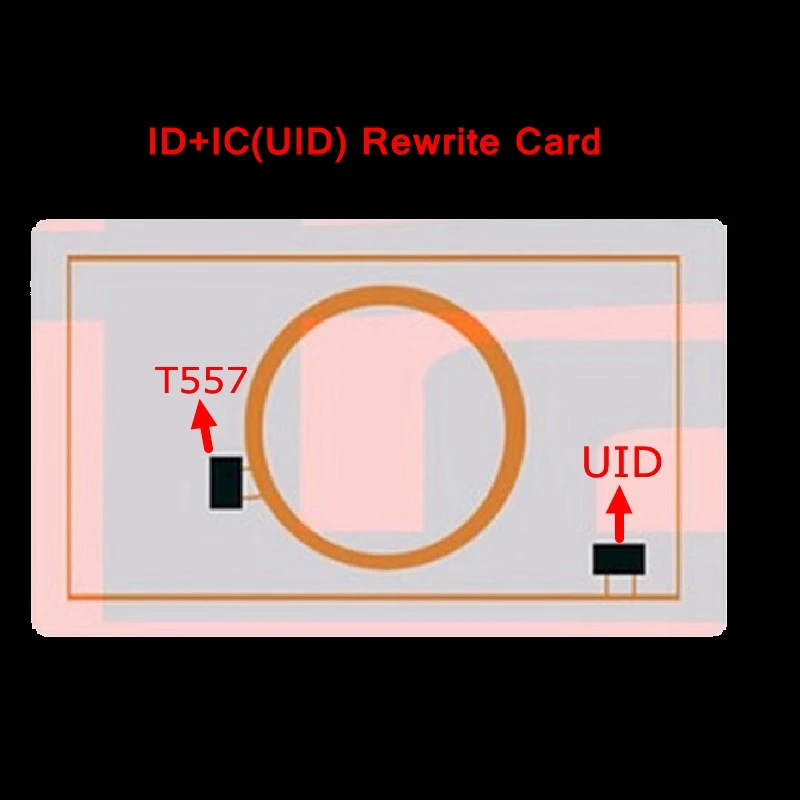5 шт пустые карты ID + IC UID 13,56 МГц Сменные перезаписи перезаписываемый Композитный карты двойной чип частоты + RFID 125 кГц T5577 EM4305