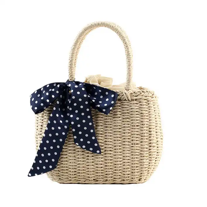 Country Style Ribbon Tie Weaving Summer Handbags Women S Retro Country Style Ribbon Tie Weaving Summer