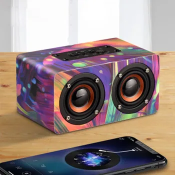 

Wooden Wireless Bluetooth Speaker Portable HiFi Shock Bass soundbar Speaker Computer Audio caixa de som