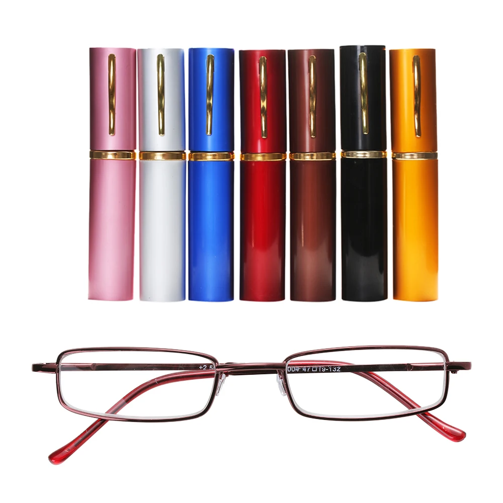 1 Pc Unisex nuevo cómodo marco de acero inoxidable resina gafas de lectura 1,00-4,00 con tubo Retro gafas de negocios