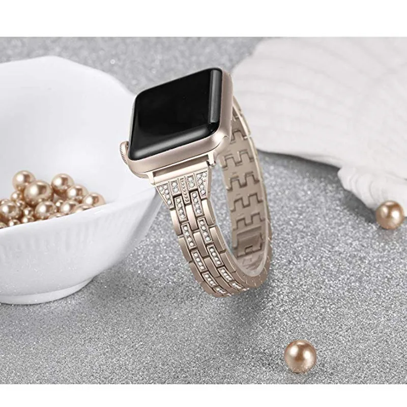 ASHEI со стразами и металлической ювелирный ремень для наручных часов Apple Watch, версии 44 мм 40 мм браслет для наручных часов iWatch серии 4/3/2 Apple Watch 38 мм, 42 мм полосы