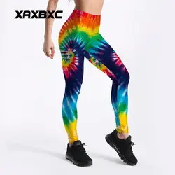 XAXBXC 4065 Tie Dye Радуга спираль уже принты Фитнес тренировки пуш-ап Для женщин леггинсы тонкий сексуальный женский карандаш брюки плюс размеры