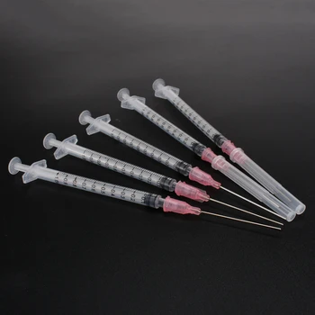 

5 Set 1ml Measure Syringe + Blunt Tip Needle 18 Gauge 1.5" + Syringes Tip Caps DIY Liquid Glue Industry Tools