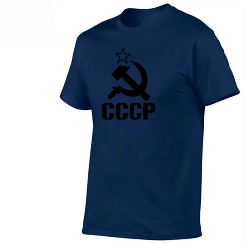 Футболка для спортзала WINER CCCP, Мужская футболка с коротким рукавом, футболки из хлопка с круглым вырезом - Цвет: 29  Navy