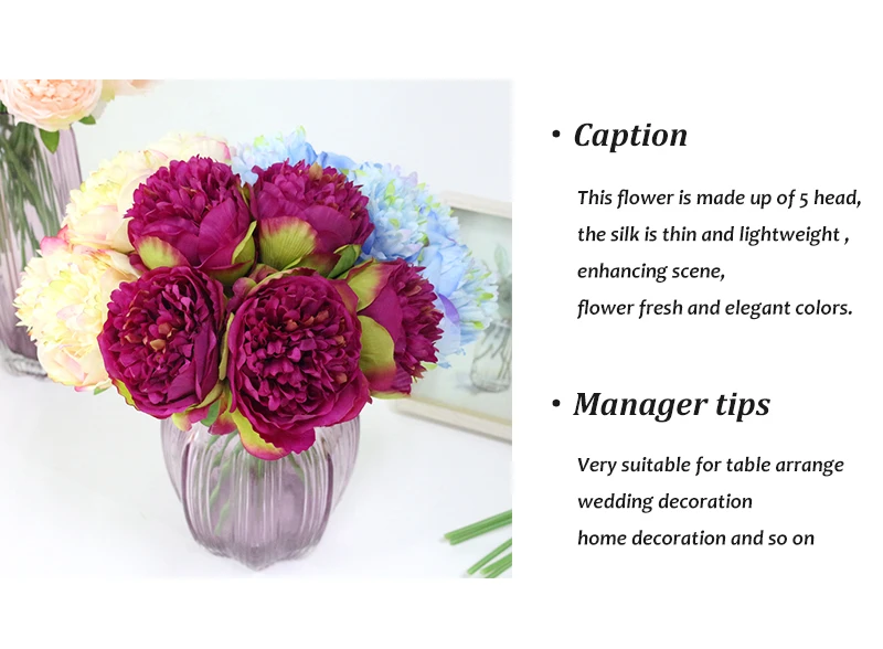 Silk flower wedding bouquet peony dahlias Artificial flowers fall vivid fake wedding flower bridal bouquets decoration (2)