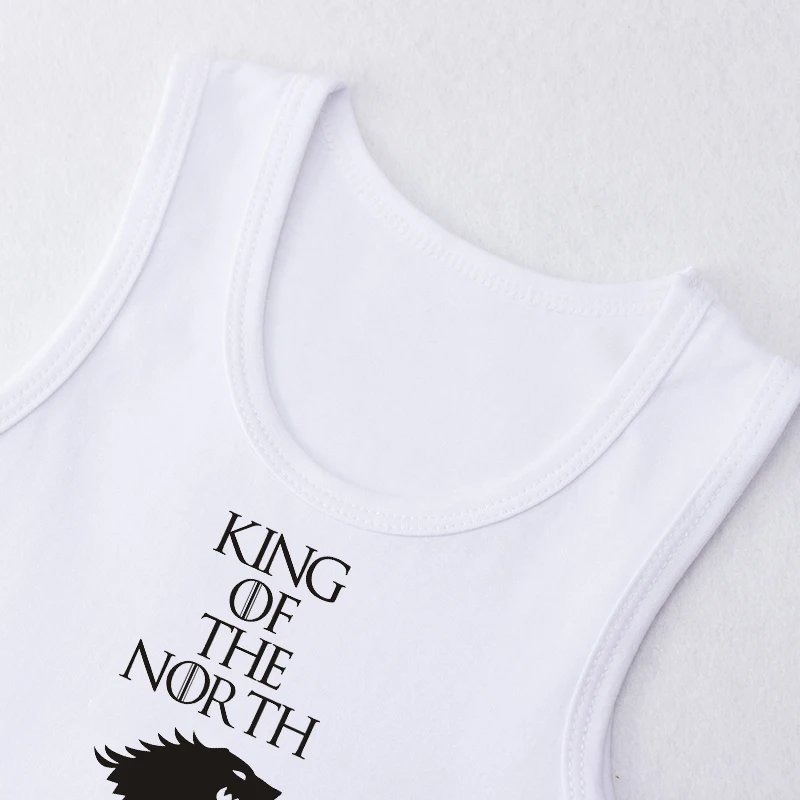 LUCKY ROLL 2018 Children Tank Tops Kids Camisole King Of The North Letter Printed White Children Soft Cotton Vest Baby Underwear LUCKY ROLL 2018 Children Tank Tops Kids Camisole King Of The North Letter Printed White Children Soft Cotton Vest Baby Underwear