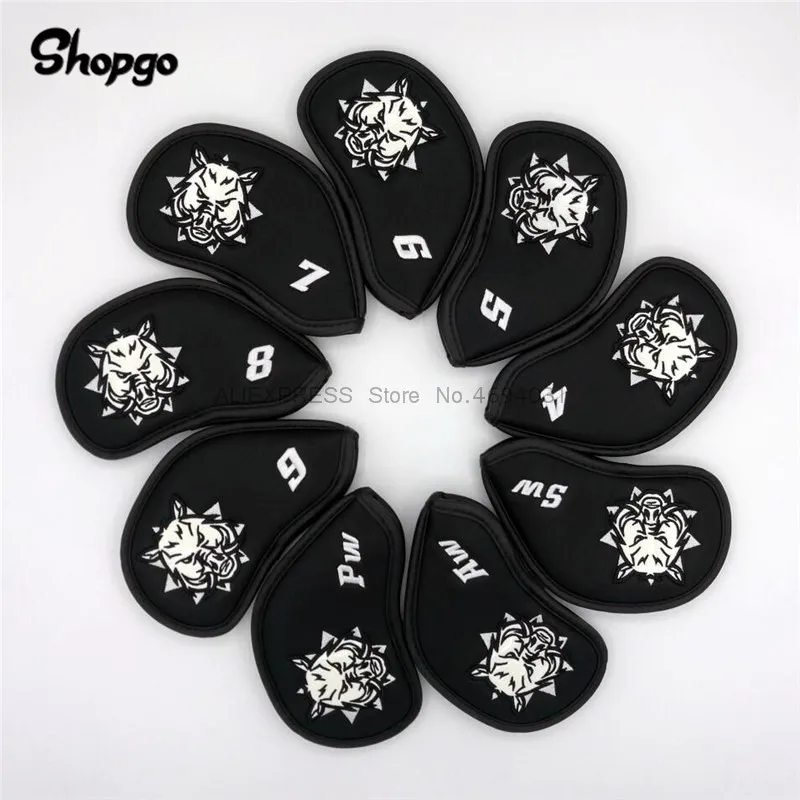 

Black Wild Boar Golf Headcovers Golf Irons Covers PU Iron Complete Set Number 4-9PAS 9Pcs/Lot Mascot Novelty Gift