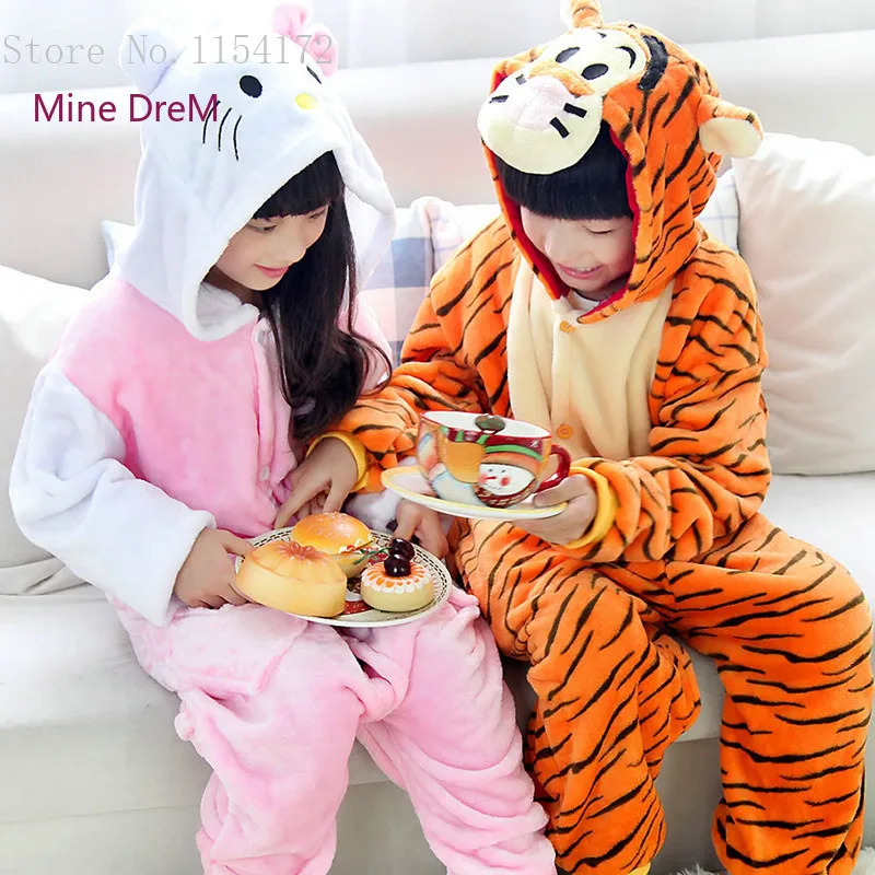 Мальчиков костюм для девочки Тигр onesies Пижама с рисунком животного hello kitty onesies пижамы Дети Косплей пижамы детская одежда для сна