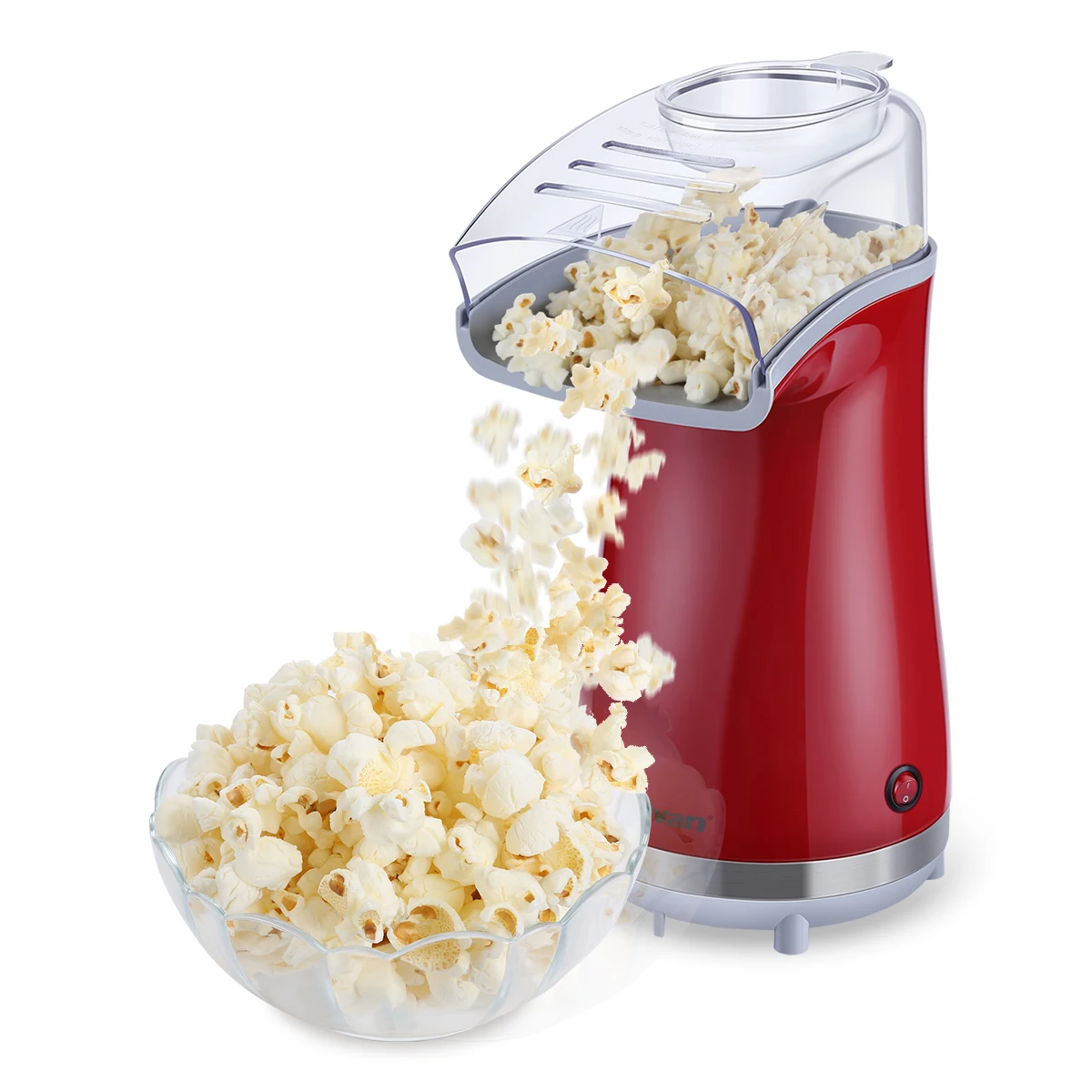 

Excelvan Air-pop Popcorn Maker Makes 16 Cups of Popcorn, Includes Measuring Cup and Removable Lid Red