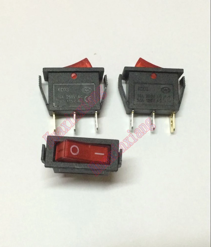 Oiyagai 10pcs KCD1 Red Light ON-Off SPST Round Rocker