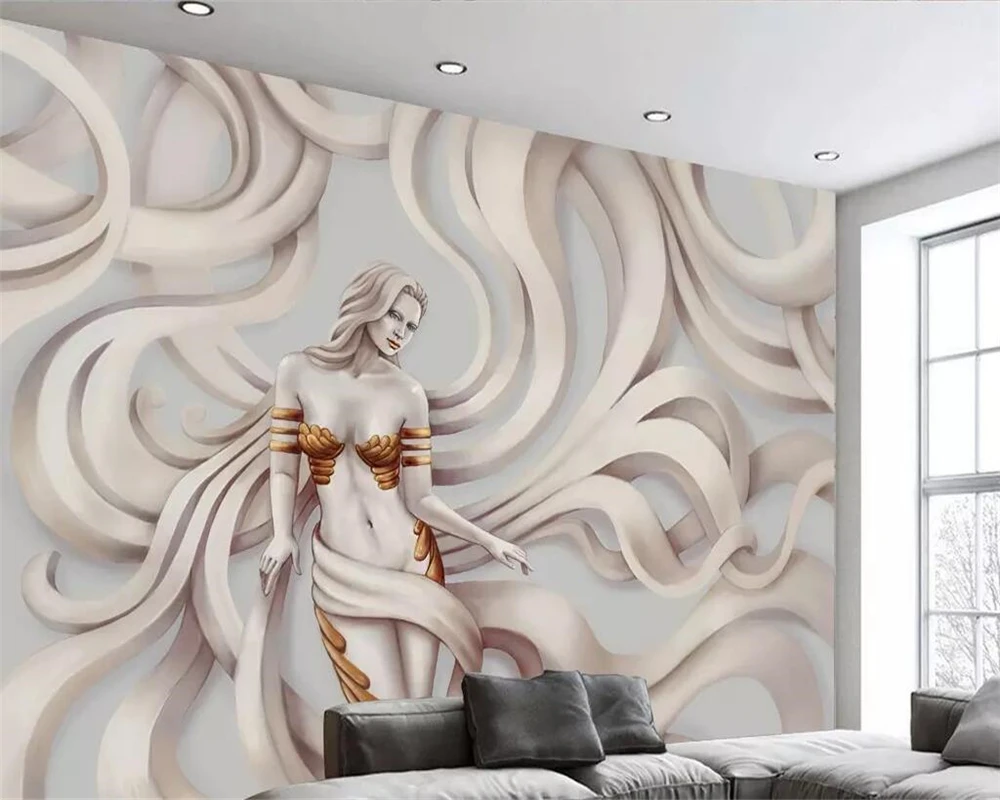

Beibehang Custom wallpaper 3D stereo photo mural beauty stone carving embossed living room bedroom TV background 3d wall paper