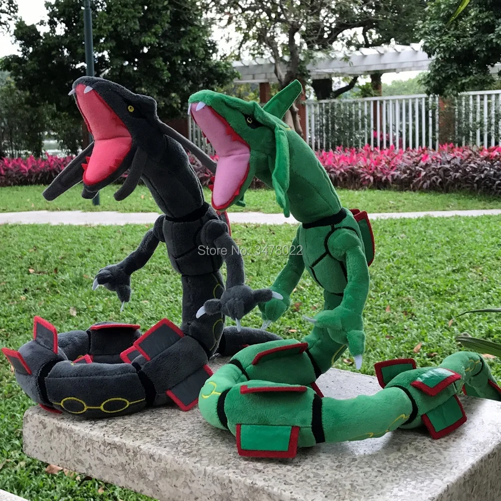 2 стиля Дракон плюшевая игрушка Mega Rayquaza 80 см зеленые и блестящие черные мягкие