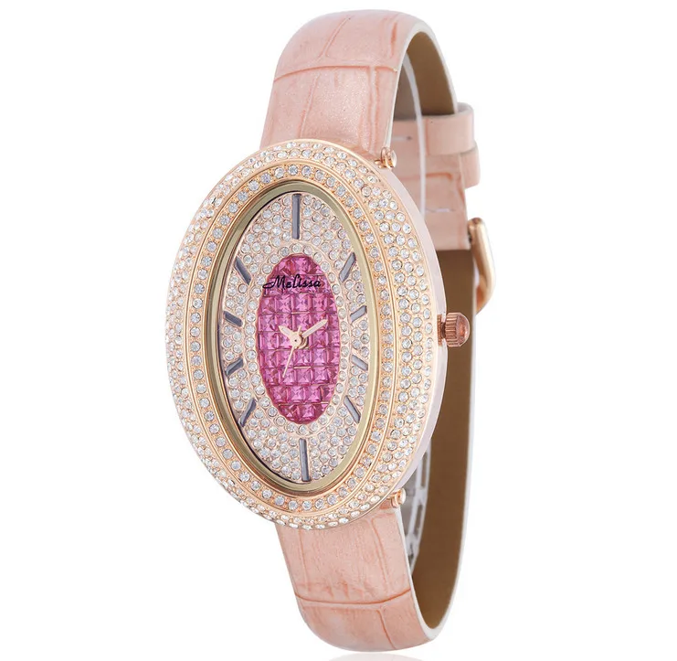 MELISSA роскошные часы с полными кристаллами винтажные дизайнерские женские ювелирные изделия Наручные часы овальные кварцевые часы Reloj Feminino Montre F12022