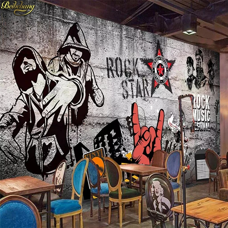 

beibehang Custom wallpaper murals European and American industrial rock hip hop KTV music bar background wall papel de parede 3d