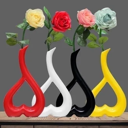 New Home Decoration fashion creative heart shape ceramic vase