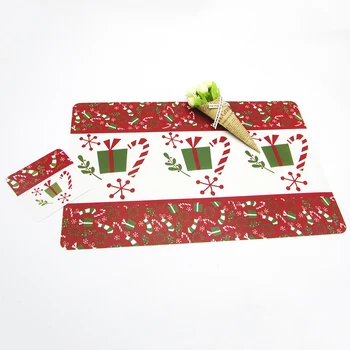 

12pcs/set Santa Claus Pattern Christmas Tableware Placemats Coaster Dinner For Home Kitchen Table Xmas Party Supplies Table Mat