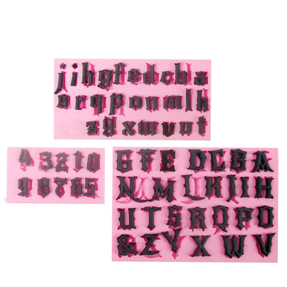 3 шт./лот Готическая столица и маленькие английские буквы цифры форма для помадки