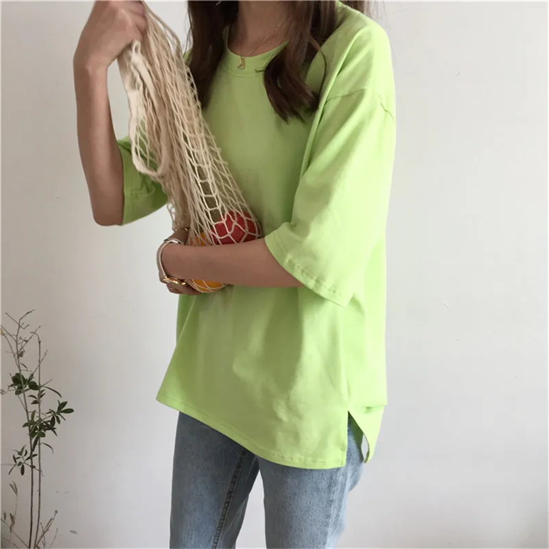 

Korean style T-Shirt Women Solid Casual T Shirt Short Sleeve Tshirts Cotton Tee Top For Lady Sale Summer Harajuku Feminino Mujer
