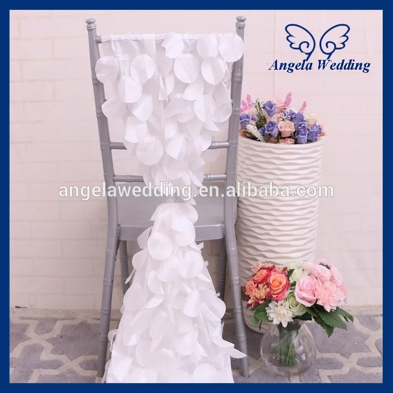 

SH007A New cheap elegant fancy wedding white petal taffeta chair sash