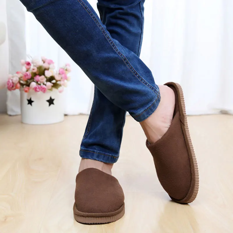 

Solid Color Coral Velvet Slippers Thick Warm Wooden Floor Indoor Home Slippers Winter Couple Cotton Slippers