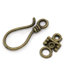 DoreenBeads застежка крючок из цинкового металлического сплава Античная бронза 23 мм x 10 мм(7/" x 3/8") 14 мм x 8 мм(4/" x 3/8"), 8 комплектов новинка