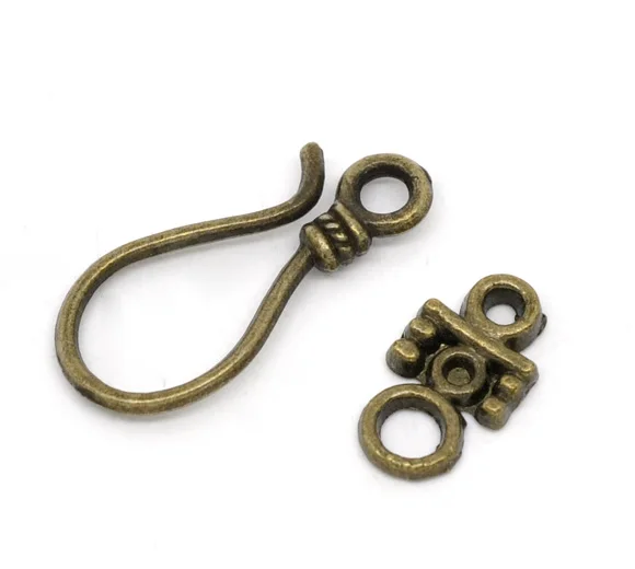 DoreenBeads Zinc metal alloy Toggle Clasps Hook Antique Bronze 23mm x10mm( 7/8 x 3/8) 14mm x8mm( 4/8 x 3/8), 8 Sets 2015 new doreenbeads iron based alloy silver gray number 0 8 rectangle punch metal stamping tools 7 7cm x4 7cm 3 x1 7 8 1 set