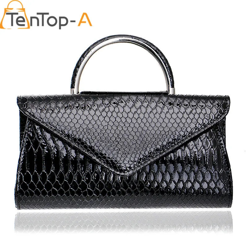 

TenTop-A High-end Europe and the United States PU Serpentine Evening Hand Bag Ladies Casual Alloy Chain Shoulder Messenger Bags