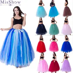 MisShow высокое качество 3 слоя 100 см летние длинные Тюлевая юбка модные плиссированные юбки-пачки женские Нижняя юбка в стиле "Лолита" подружек