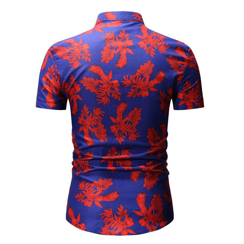 Летняя Пляжная гавайская рубашка повседневная мужская рубашка с коротким рукавом приталенная рубашка с цветочным принтом рубашки с цветочным принтом мужские платья рубашка Camisa Hombre