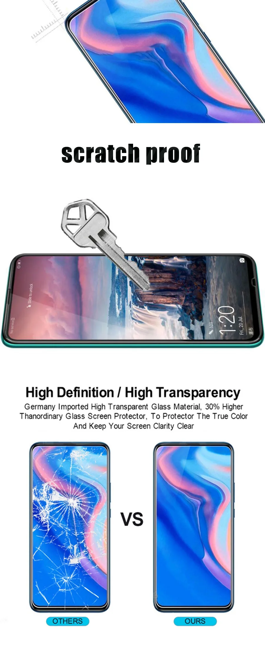 6,59 дюймов 2.5D Закаленное стекло для huawei P smart Z, защита экрана, полное покрытие для huawei Y9 Prime, защитная стеклянная пленка