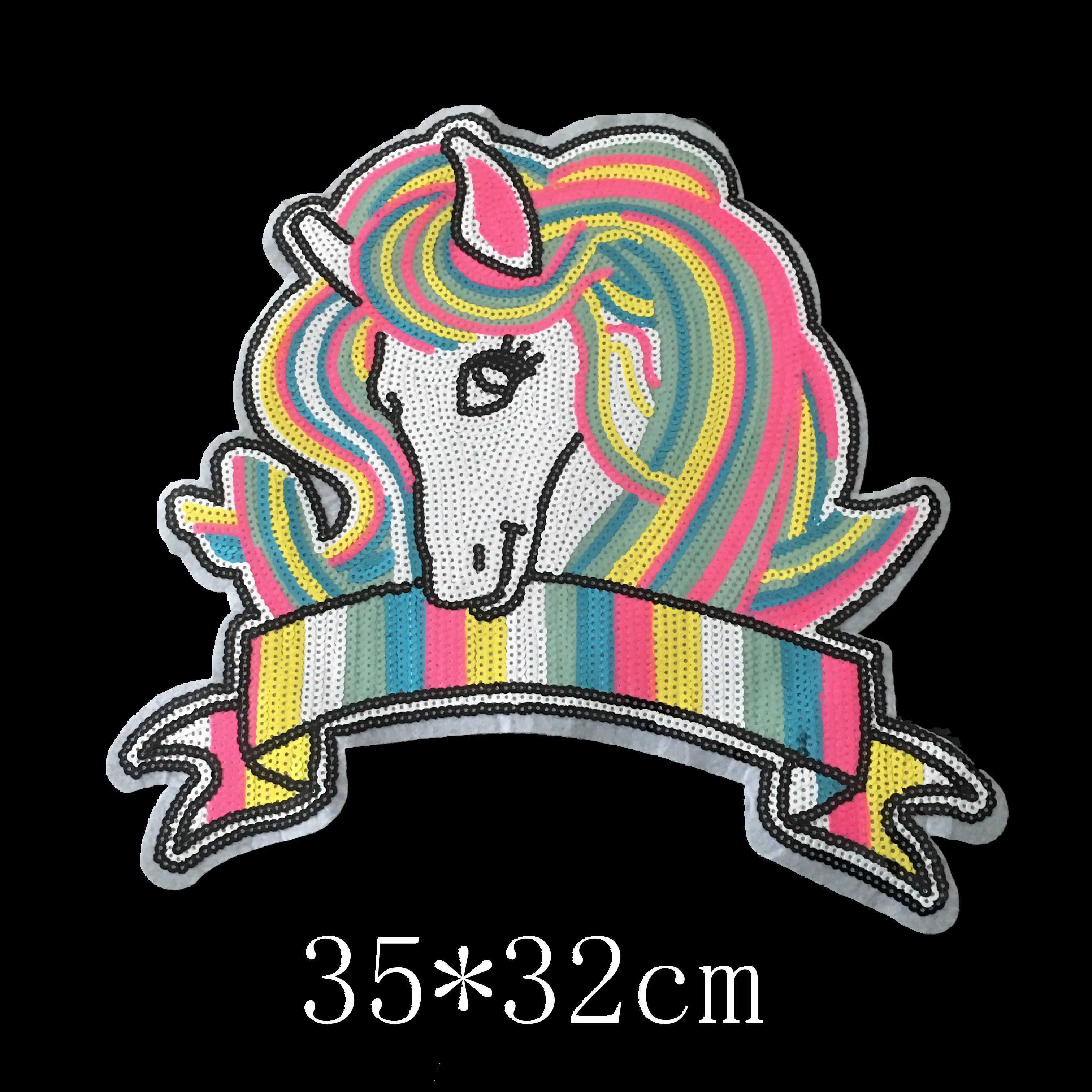 1PC Big Sequin Unicorn Patches for Clothing Sew On Colorful Sequined