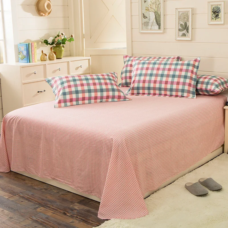 Cotton Beauty Plaids Flat Sheet For Single Double Bed Children Adults Bedroom Use Bed Sheet(No Pillowcase) XF638-14