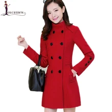 Зимняя женская верхняя одежда, новинка, средней длины, Женское пальто, большой размер, двубортное пальто, высокое качество, тонкая женская шерстяная куртка ll846
