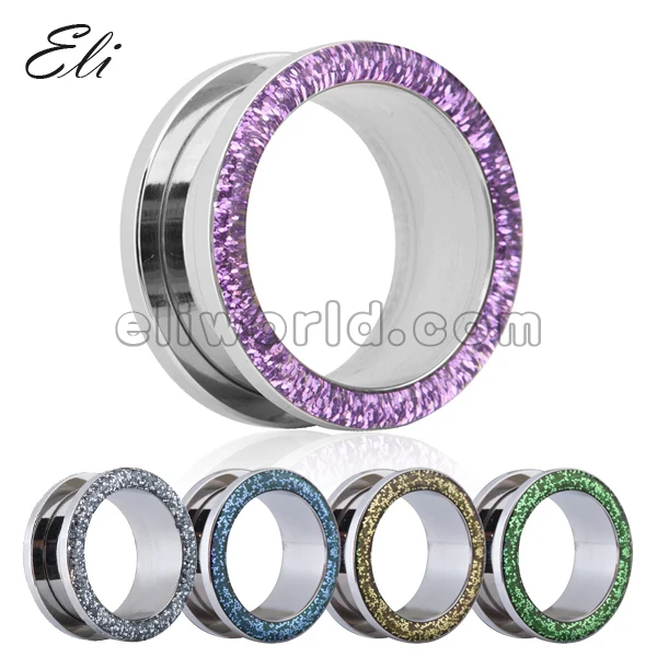 

Retail 1 PC Sold as Piece 6-20mm Purple Silver flesh tunnel Steel Screw Ear Piercing Expander Stretchers Body Jewelry