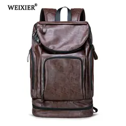 WEIXIER 2019 Новая мода Винтаж искусственная кожа мужской рюкзак высокой емкости рюкзак высокого качества искусственная кожа Повседневная