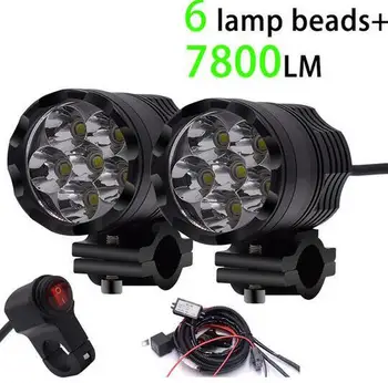

2PCS Universal 6 Chips LED Motorcycle headlights Motos Bulb Motorbike Waterproof Fog Spot 7800 LM Spotlight Super Bright