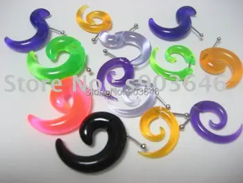 

50pcs Free Shippment Acrylic Body Piercing Jewelry -Fake Sprial Ear Expander Cheater Plug Tunnels Earring/Ear Studs