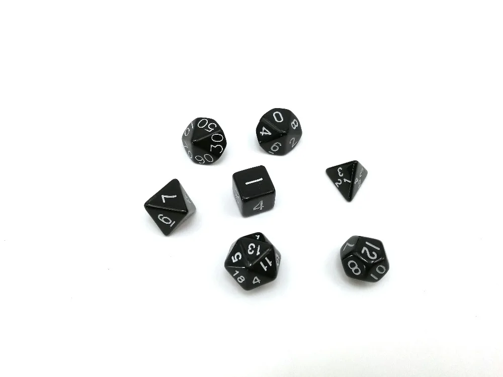 

7pcs/set game dice black multi-sided pearlized effect dice game