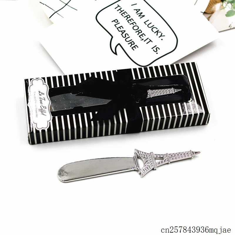 50pcs Eiffel Tower Butter Knife Cheese Dessert Jam Spreaders in Gift Boxes Wedding Gift Favors