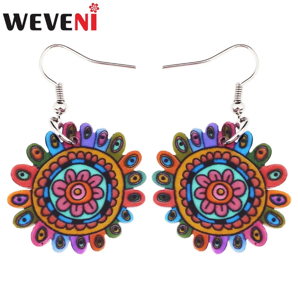 

WEVENI Novelty Acrylic Floral Flower Earrings Drop Dangle Unique Bohemian Jewelry For Girls Women Ladies Kids Gift 2018 News