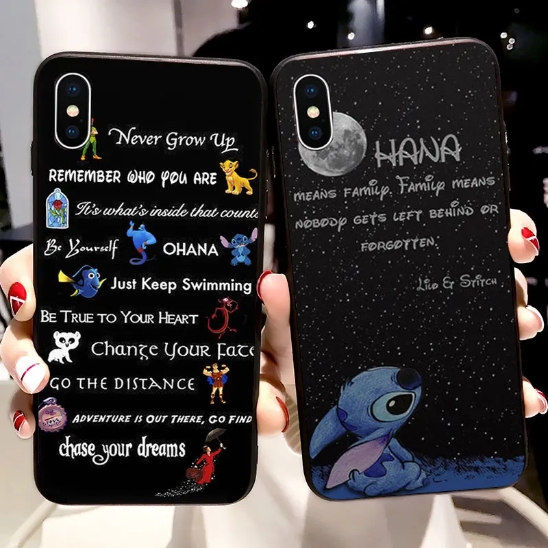 

Lilo Stitch Quotes Case Ohana Soft Silicone Phone Case for iPhone X 5 S 5S XR XS Max 6 6S 7 8 Plus Cover Fundas Capinha Coque