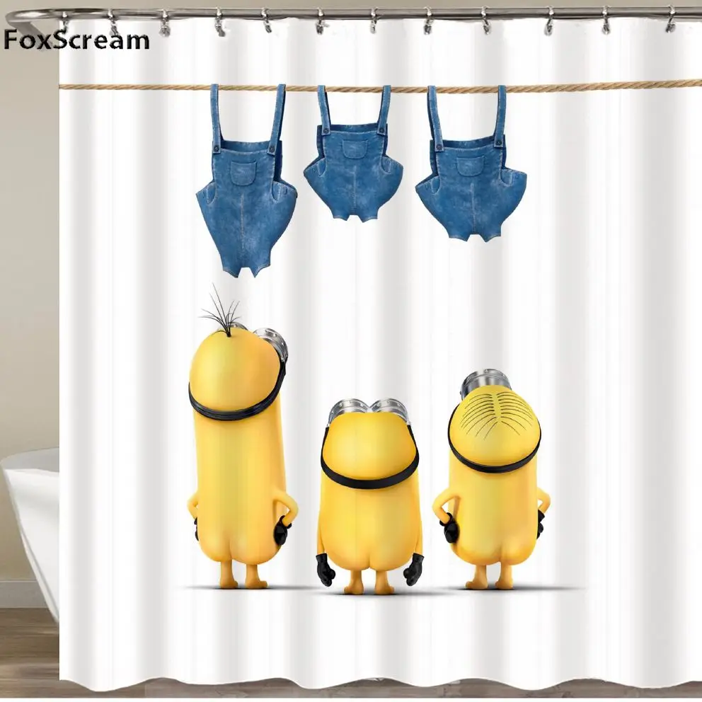 Yellow Shower Curtains Mischievous Minions Series Shower Curtains Bath Curtain Polyester Waterproof Bathroom Curtain Or Mat