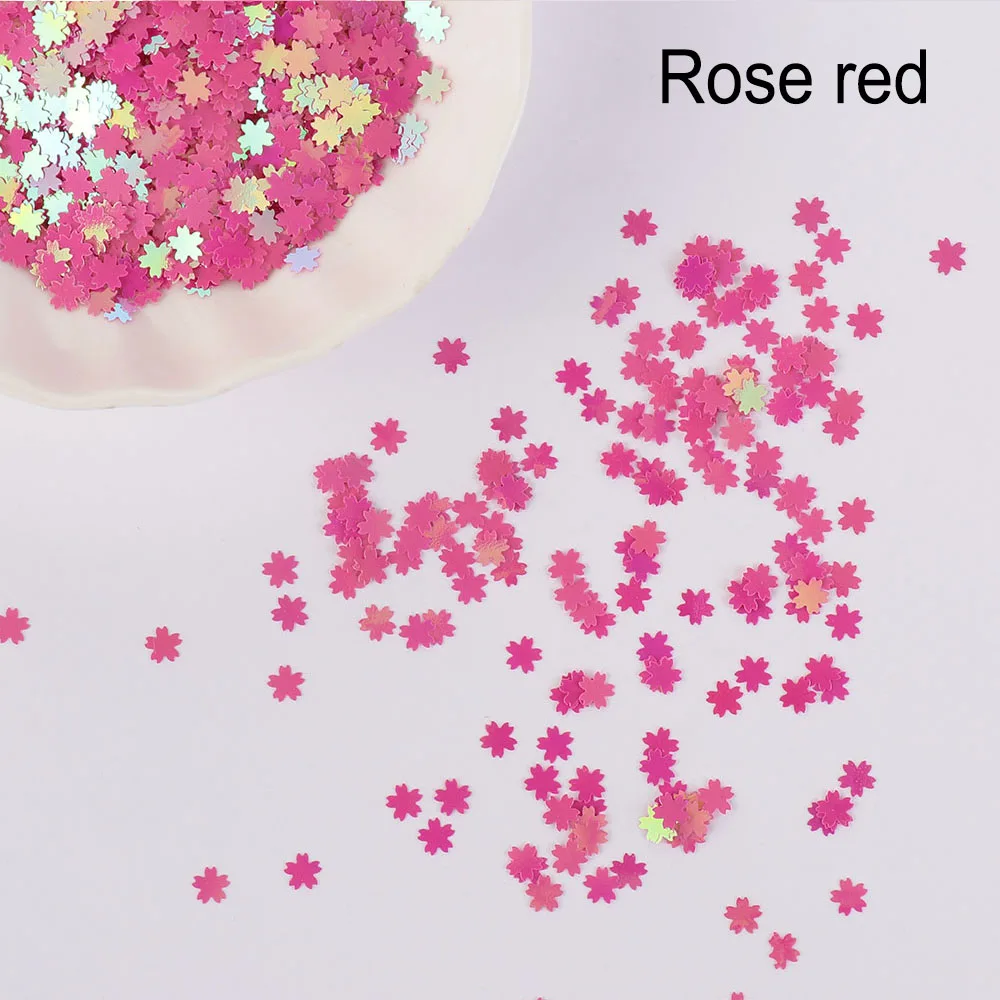 10 г/пакет УФ Смола Розовый Сакура Блеск Конфетти из блесток 5 мм сладкий Вишневый цветок декор украшения заполнения пайетками DIY ремесло материал - Цвет: rose red