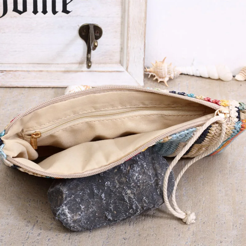 Women Daily Clutch Bag Female INS Popular Stripe Lady Mini Knitted Casual Handbag Holiday Hot Summer Beach Straw Bags SS3156 (6)