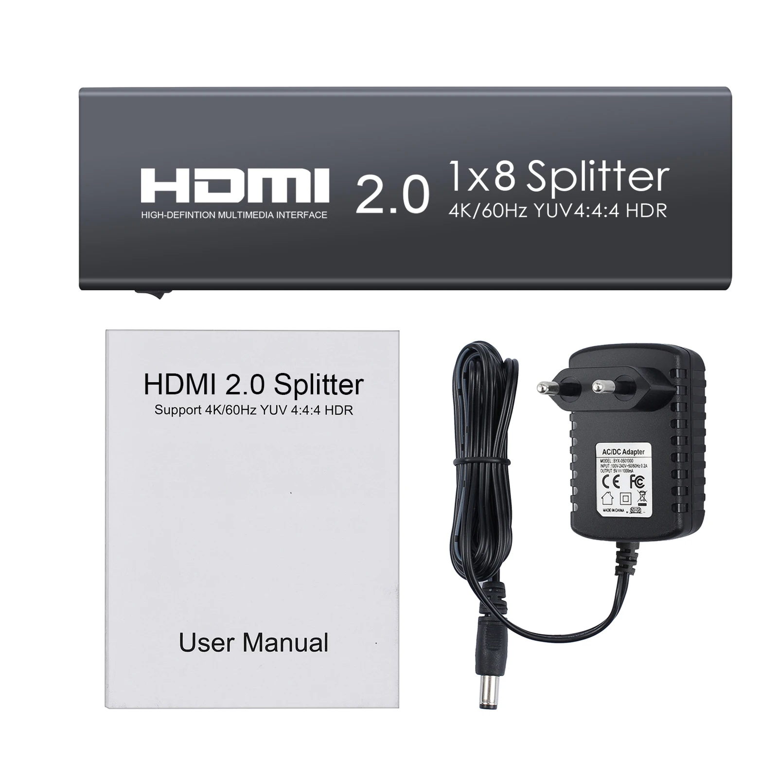 Proster HDMI 2.0 Splitter 8 Way HDMI Splitter Support 4K HDR 1 in 8 out HDMI Distribution Amplifier for Xbox One X PS4 Pro Sky