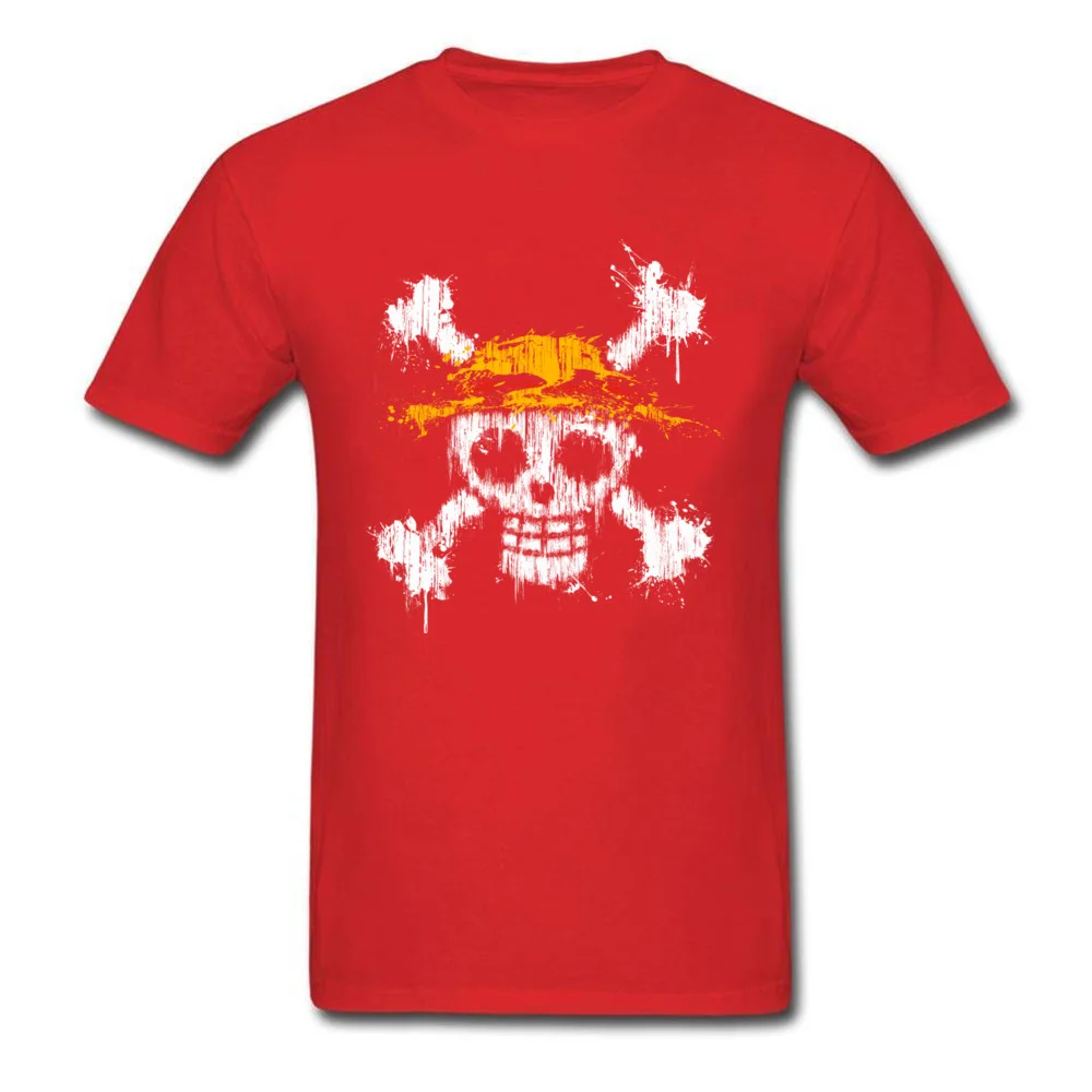 One piece skull Graphic Short Sleeve Classic Tshirts 100% Cotton Crew Neck Men Tops Tees Print T Shirts Summer/Autumn One piece skull red